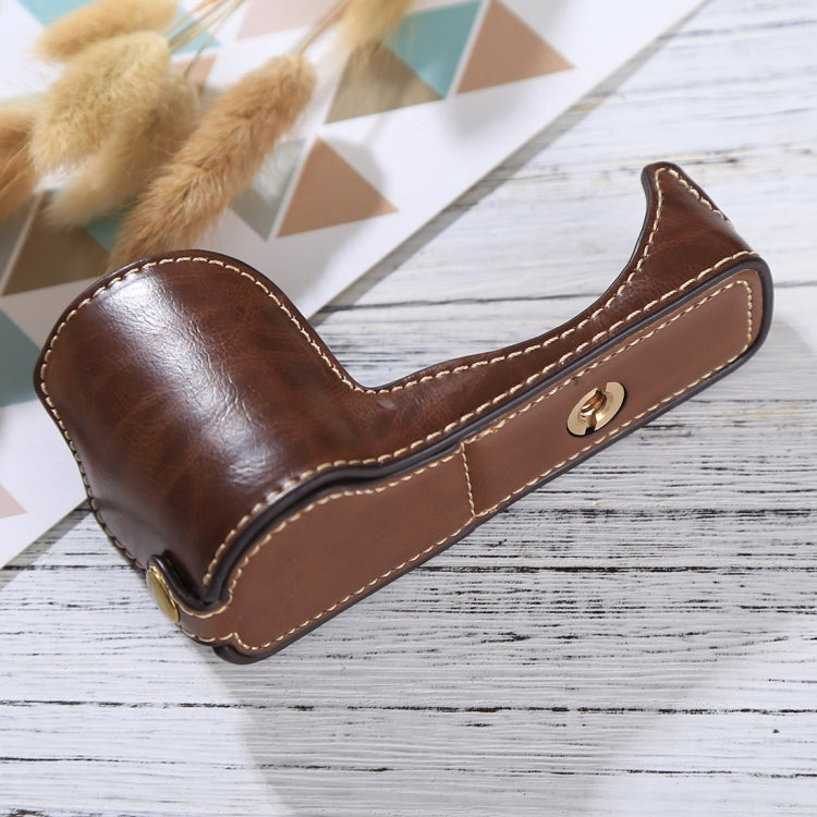 1/4 inch Thread PU Leather Camera Half Case Base for Sony ILCE-5100 / A5100(Coffee) - free shipping - PMC TechLife - Order now!