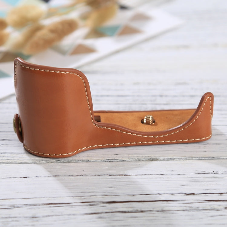 1/4 inch Thread PU Leather Camera Half Case Base for Sony ILCE-5100 / A5100(Brown) - free shipping - PMC TechLife - Order now!