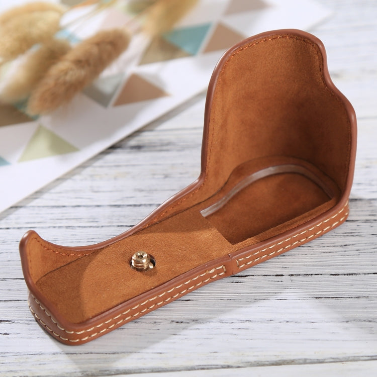 1/4 inch Thread PU Leather Camera Half Case Base for Sony ILCE-5100 / A5100(Brown) - free shipping - PMC TechLife - Order now!