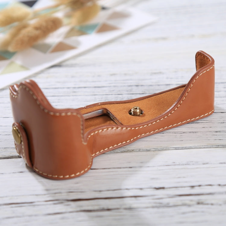 1/4 inch Thread PU Leather Camera Half Case Base for Canon EOS M3(Brown) - free shipping - PMC TechLife - Order now!