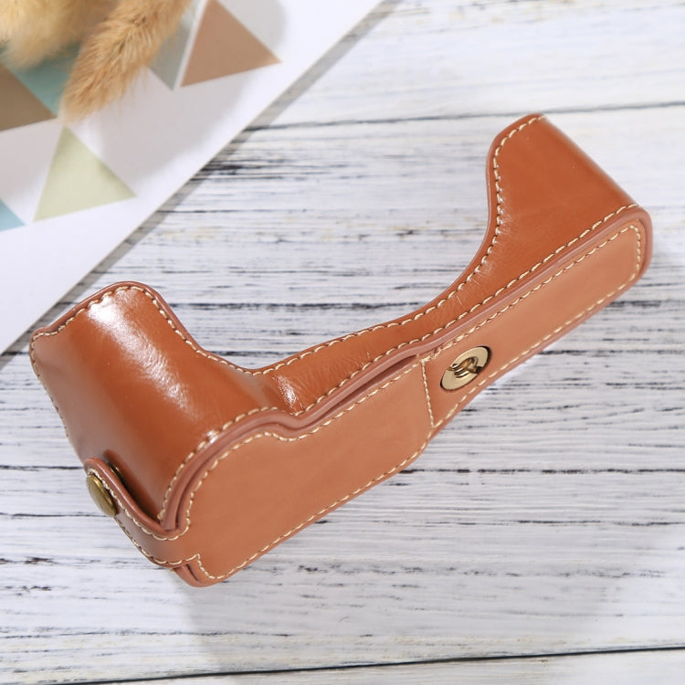 1/4 inch Thread PU Leather Camera Half Case Base for Canon EOS M3(Brown) - free shipping - PMC TechLife - Order now!
