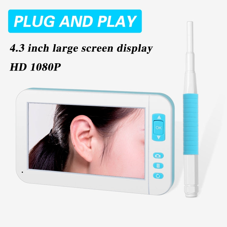 C01 4.3 Inch Screen Display HD1080P Visual Earspoon Endoscope with 6 LEDs, Diameter:3.9mm -  by PMC Jewellery | Online Shopping South Africa | PMC Jewellery | Buy Now Pay Later Mobicred