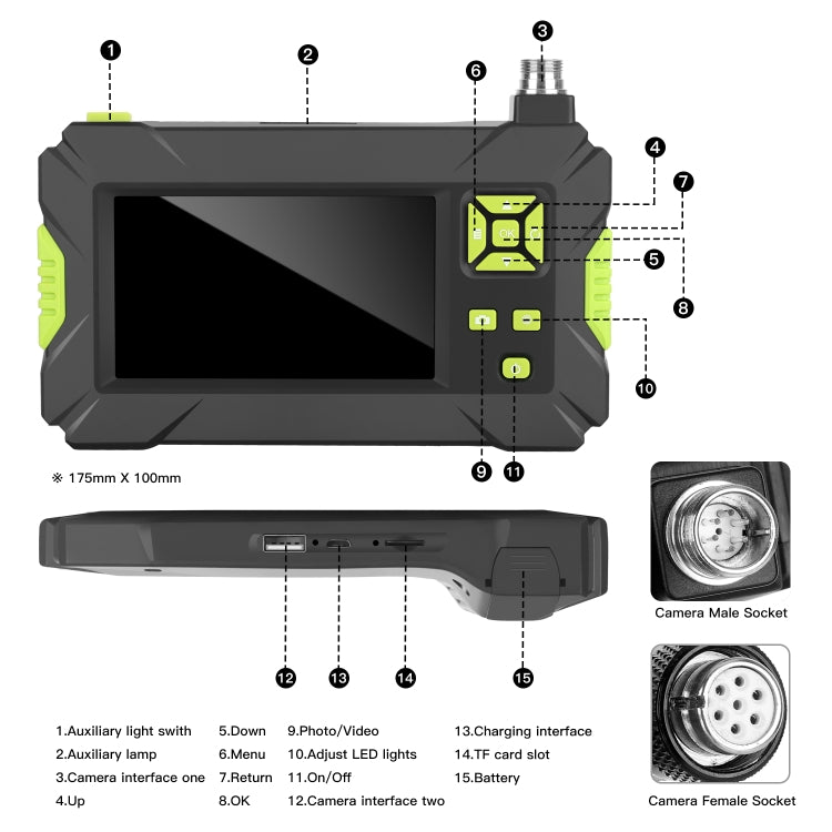 P30 8mm IP67 Waterproof 4.3 inch HD Portable Endoscope Hard Cable Industrial Endoscope, Cable Length: 5m -  by PMC Jewellery | Online Shopping South Africa | PMC Jewellery | Buy Now Pay Later Mobicred