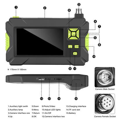 P30 8mm IP67 Waterproof 4.3 inch HD Portable Endoscope Hard Cable Industrial Endoscope, Cable Length: 5m -  by PMC Jewellery | Online Shopping South Africa | PMC Jewellery | Buy Now Pay Later Mobicred