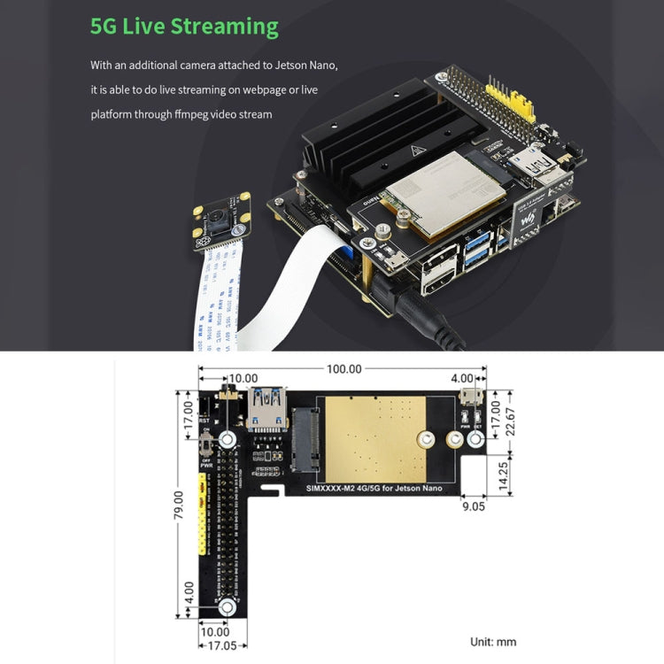 Waveshare SIM8202G-M2 5G Snapdragon X55 Multi Mode Multi Band 5G/4G/3G Module Expand Board for Jetson Nano, EU Plug - Modules Expansions Accessories by WAVESHARE | Online Shopping South Africa | PMC Jewellery | Buy Now Pay Later Mobicred