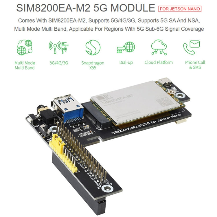 Waveshare SIM8200EA-M2 5G Snapdragon X55 Multi Mode Multi Band 5G/4G/3G Module Expand Board for Jetson Nano, US Plug - free shipping - PMC Jewellery - Order now!