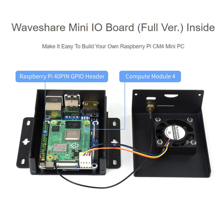 Waveshare Mini IO Board Full Ver Mini-Computer Base Box with Metal Case & Cooling Fan for Raspberry Pi CM4(EU Plug) - free shipping - PMC Jewellery - Order now!