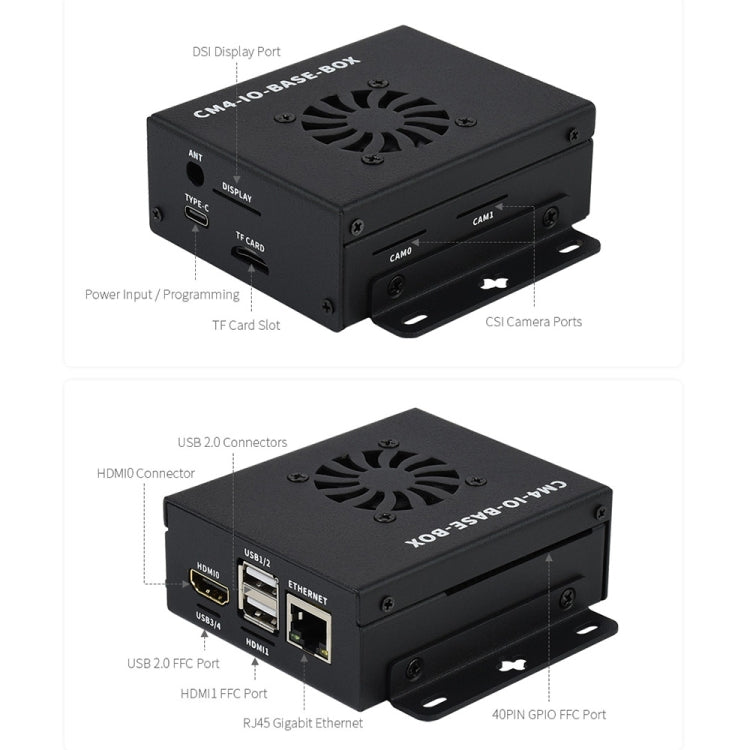 Waveshare Mini IO Board Full Ver Mini-Computer Base Box with Metal Case & Cooling Fan for Raspberry Pi CM4(EU Plug) - free shipping - PMC Jewellery - Order now!