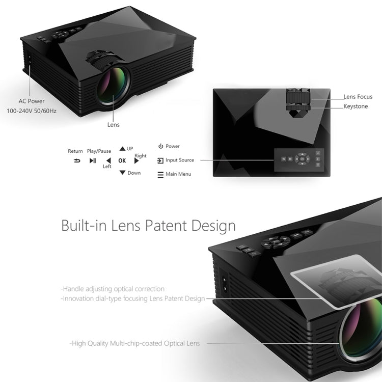 UC68+ 40ANSI 1024 x 600P Home Theater Multimedia HD LED Projector,  Support USB/SD/HDMI/VGA/IR - free shipping - PMC Jewellery - Order now!