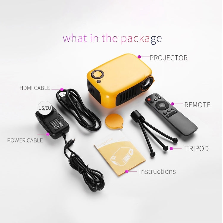 A2000 Portable Projector 800 Lumen LCD Home Theater Video Projector, Support 1080P, UK Plug (Yellow) - LED Projector by PMC TechLife | Online Shopping South Africa | PMC TechLife | Buy Now Pay Later Mobicred