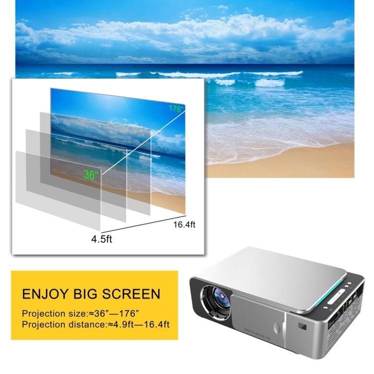 T6 2000ANSI Lumens 1080P LCD Mini Theater Projector, Phone Version, AU Plug(Silver) - LED Projector by PMC Jewellery | Online Shopping South Africa | PMC Jewellery | Buy Now Pay Later Mobicred