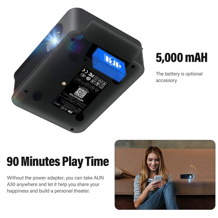 AUN A30C 480P 3000 Lumens Sync Screen Version Portable Home Theater LED HD Digital Projector (AU Plug) - LED Projector by AUN | Online Shopping South Africa | PMC Jewellery | Buy Now Pay Later Mobicred