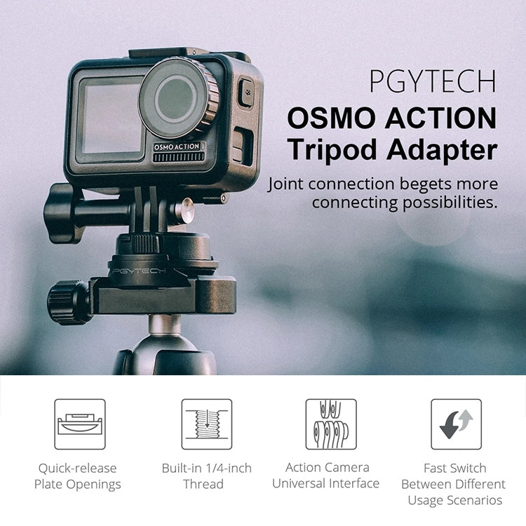 PGYTECH P-11B-023 Tripod Adapter for DJI Osmo Action(Black) - Other by PGYTECH | Online Shopping South Africa | PMC Jewellery | Buy Now Pay Later Mobicred