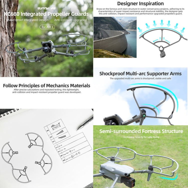 For DJI Air 3 Sunnylife KC680 Drone Propeller Protective Guard Anti-collision Ring (Grey) - Other by Sunnylife | Online Shopping South Africa | PMC TechLife | Buy Now Pay Later Mobicred
