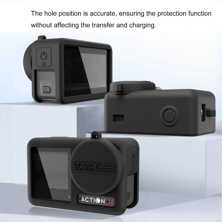 For DJI OSMO Action 4 / 3 STARTRC Silicone Shockproof Case with Lens Cap & Strap (Black) - Case & Bags by STARTRC | Online Shopping South Africa | PMC TechLife | Buy Now Pay Later Mobicred