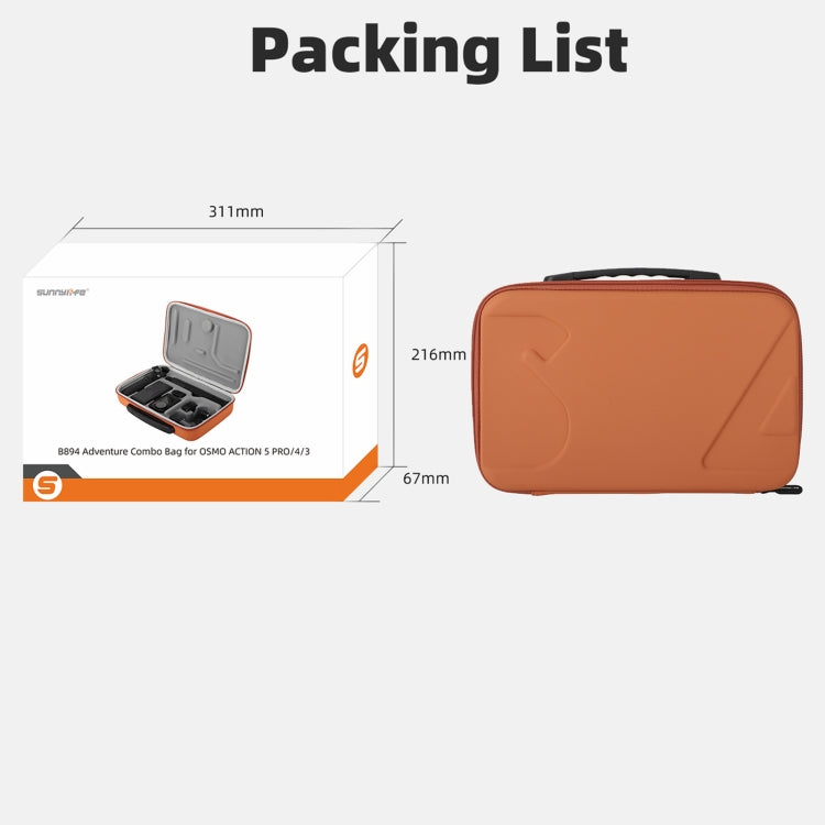 For DJI Osmo Action 5 Pro / 4 / 3 Sunnylife Portable Carrying Case Adventure Combo Bag (Orange) - free shipping - PMC TechLife - Order now!