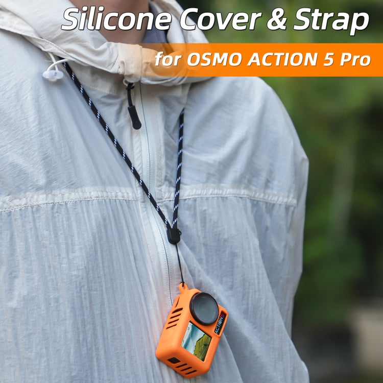 For DJI Osmo Action 5 Pro Sunnylife Silicone Protective Case Scratch-proof Camera Cover with Lanyard (Black) - free shipping - PMC TechLife - Order now!
