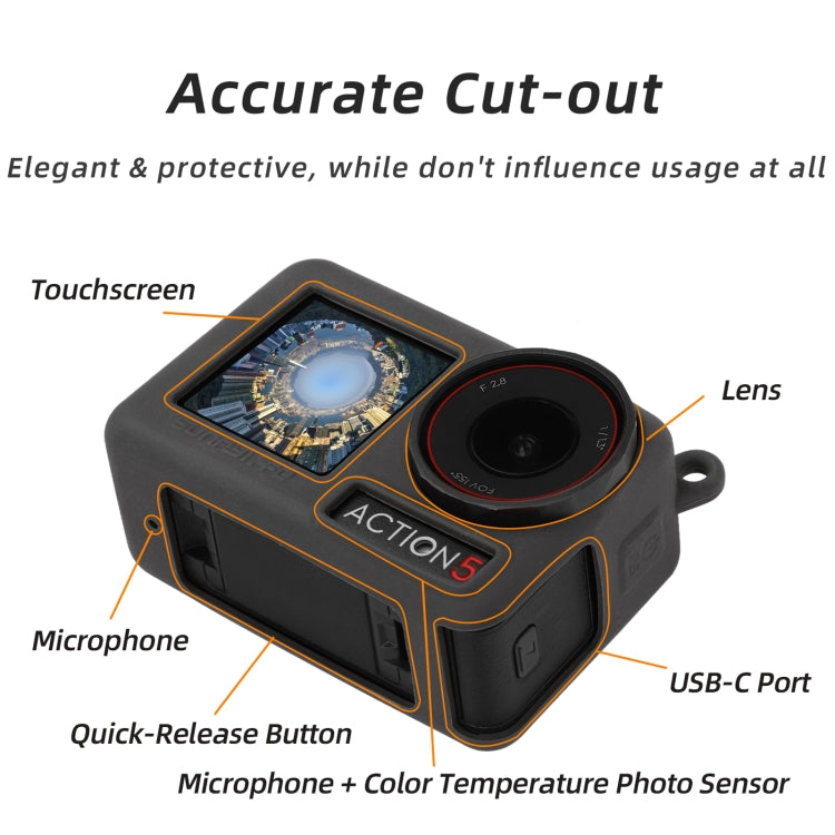 For DJI Osmo Action 5 Pro Sunnylife Silicone Protective Case Scratch-proof Camera Cover with Lanyard (Red) - free shipping - PMC TechLife - Order now!