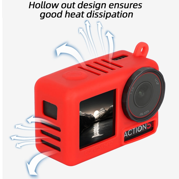 For DJI Osmo Action 5 Pro Sunnylife Silicone Protective Case Scratch-proof Camera Cover with Lanyard (Red) - free shipping - PMC TechLife - Order now!