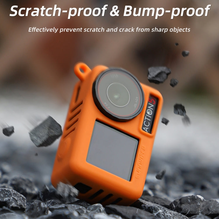 For DJI Osmo Action 5 Pro Sunnylife Silicone Protective Case Scratch-proof Camera Cover with Lanyard (Orange) - free shipping - PMC TechLife - Order now!