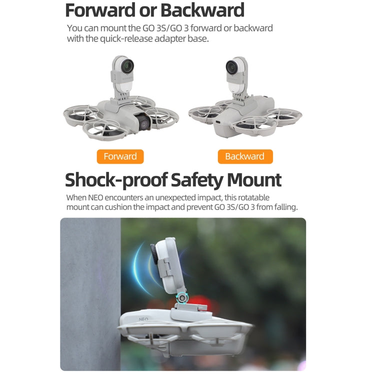 For DJI Neo / Insta360 GO 3S / GO 3 Sunnylife Drone Expansion Mount Action Camera Holder Adapter (Grey) - free shipping - PMC TechLife - Order now!