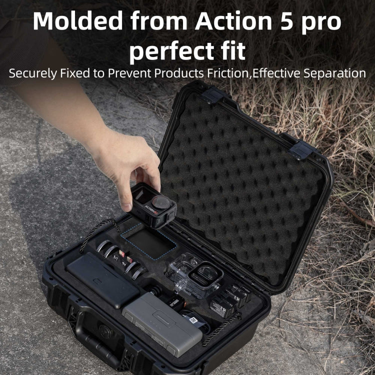 For DJI Osmo Action 5 Pro STARTRC Waterproof EVA ABS Dual-layer Suitcase Storage Box (Black) - free shipping - PMC TechLife - Order now!
