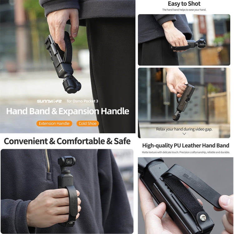 For DJI OSMO Pocket 3 Sunnylife Hand Band Protective Frame Cold Shoe Extension Handle Cover (Black) - Mount & Holder by Sunnylife | Online Shopping South Africa | PMC TechLife | Buy Now Pay Later Mobicred