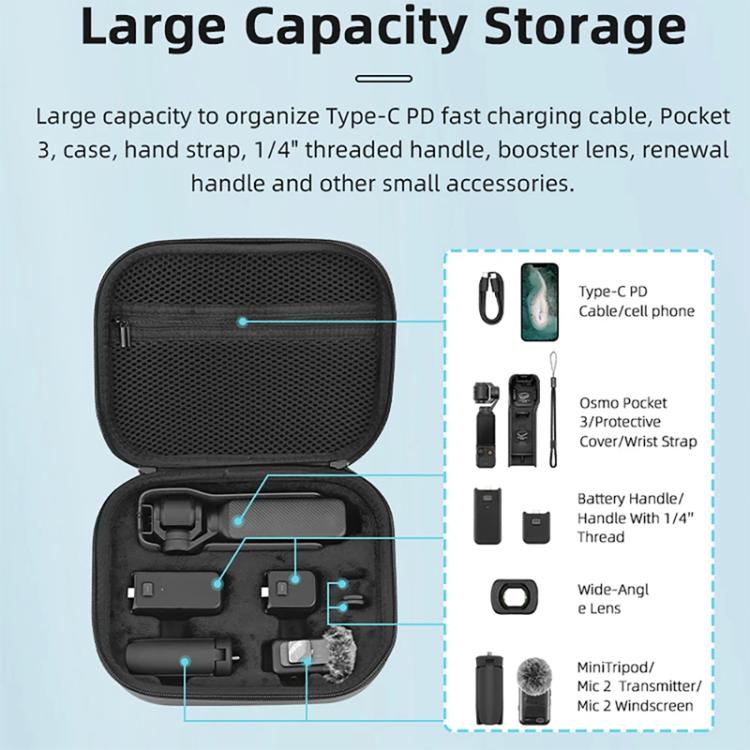 For DJI OSMO Pocket 3 BRDRC Full Set Portable Carrying Case Shoulder Storage Bag (Black) - free shipping - PMC TechLife - Order now!