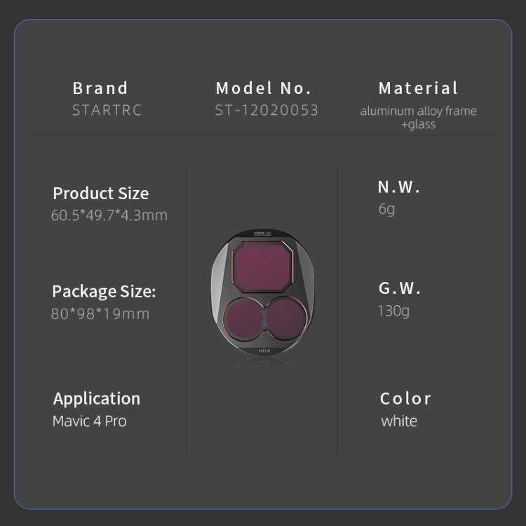 For DJI Mavic 4 Pro STARTRC 4 in 1 ND8 ND16 ND32 ND64 Lens Filter Kit - free shipping - PMC TechLife - Order now!