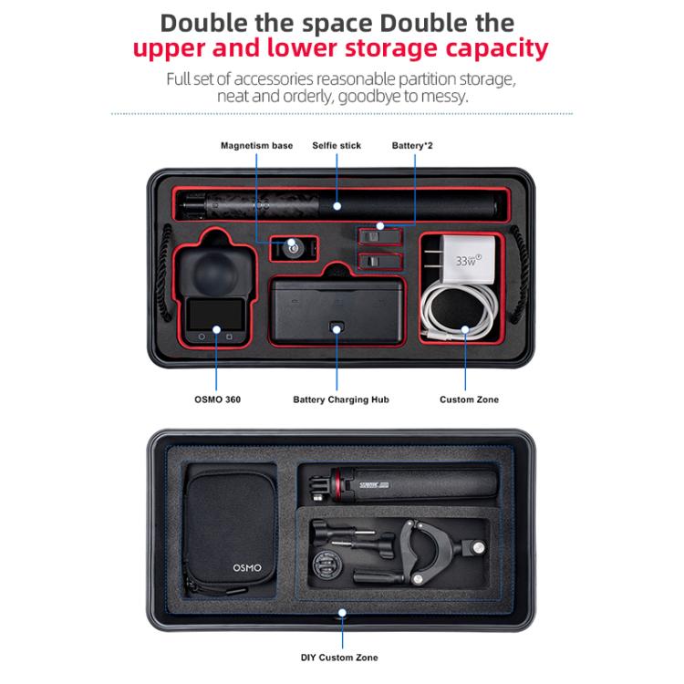 For DJI Osmo 360 STARTRC Waterproof EVA ABS Dual-layer Suitcase Storage Box (Black) - free shipping - PMC TechLife - Order now!