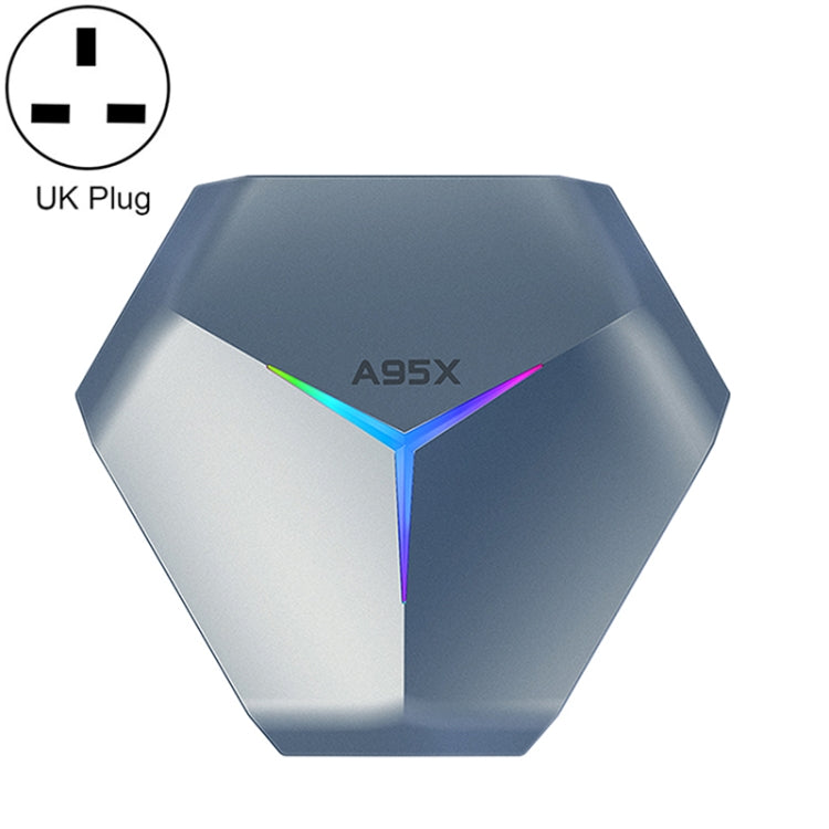 A95X F4 8K UHD Smart TV BOX Android 10.0 Media Player with Remote Control, Amlogic S905X4 Quad Core Cortex-A55 up to 2.0GHz, RAM: 4GB, ROM: 64GB, 2.4GHz/5GHz WiFi, Bluetooth, UK Plug(Metallic Blue) - Amlogic S905 by PMC Jewellery | Online Shopping South Africa | PMC Jewellery