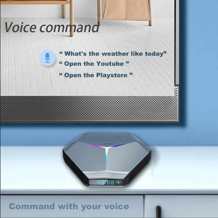 A95X F4 8K UHD Smart TV BOX Android 10.0 Media Player with Remote Control, Amlogic S905X4 Quad Core Cortex-A55 up to 2.0GHz, RAM: 4GB, ROM: 64GB, 2.4GHz/5GHz WiFi, Bluetooth, UK Plug(Metallic Blue) - Amlogic S905 by PMC Jewellery | Online Shopping South Africa | PMC Jewellery