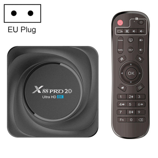 X88 Pro 20 4K Smart TV BOX Android 11.0 Media Player with Infrared Remote Control, RK3566 Quad Core 64bit Cortex-A55 up to 1.8GHz, RAM: 8GB, ROM: 128GB, Support Dual Band WiFi, Bluetooth, Ethernet, EU Plug - RK3566 by PMC Jewellery | Online Shopping South Africa | PMC Jewellery