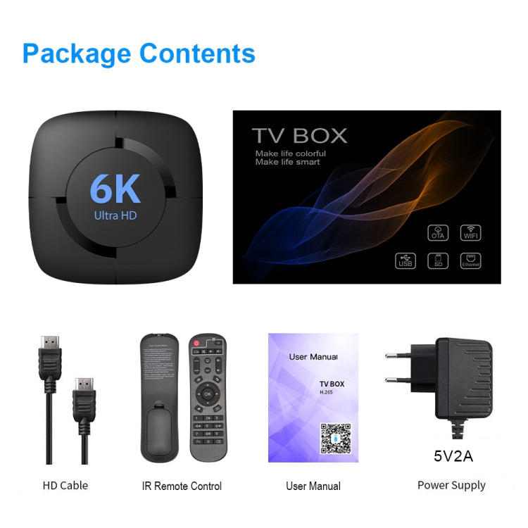 6K UHD Smart TV Box, Android 10.0, Allwinner H616 Quad Core, 2GB+8GB,UK Plug - Allwinner H6 by PMC TechLife | Online Shopping South Africa | PMC TechLife | Buy Now Pay Later Mobicred