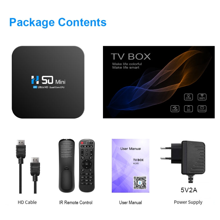 H50 Mini 4K Smart Network TV Box, Android 10.0, RK3318 Quad Core, 2GB+16GB, UK Plug - RK3318 by PMC Jewellery | Online Shopping South Africa | PMC Jewellery | Buy Now Pay Later Mobicred