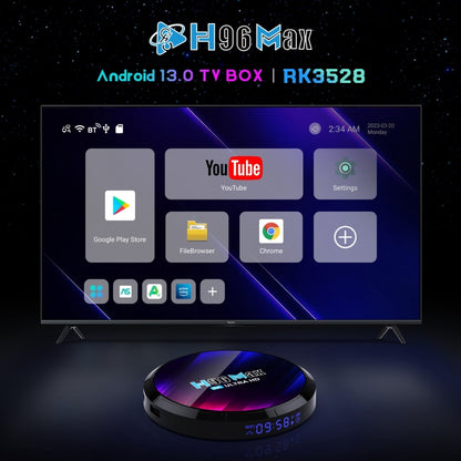 H96 Max 8K Ultra HD Smart TV Box Android 13.0 Media Player with Remote Control, RK3528 Quad-Core, 2GB+16GB(US Plug) - RK3318 by PMC Jewellery | Online Shopping South Africa | PMC Jewellery | Buy Now Pay Later Mobicred