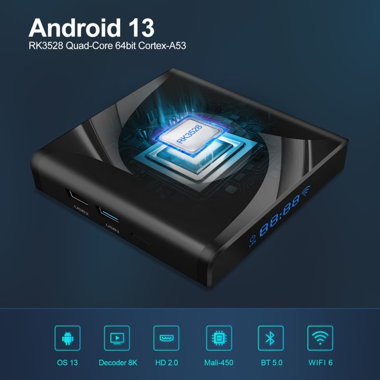 X88 Pro 13 Android 13.0 Smart TV Box with Remote Control, RK3528 Quad-Core, 2GB+16GB (US Plug) - Others by PMC TechLife | Online Shopping South Africa | PMC TechLife | Buy Now Pay Later Mobicred