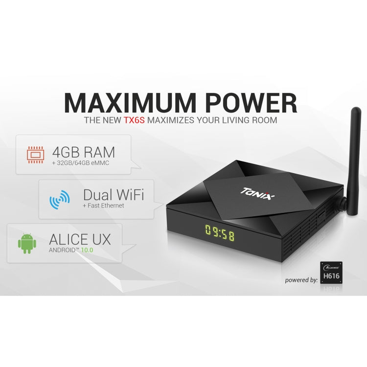 TANIX TX6s 4K Smart TV BOX Android 10 Media Player with Remote Control, Quad Core Allwinner H616, RAM: 4GB, ROM: 64GB, 2.4GHz/5GHz WiFi, Bluetooth, AU Plug - Allwinner H6 by PMC Jewellery | Online Shopping South Africa | PMC Jewellery | Buy Now Pay Later Mobicred