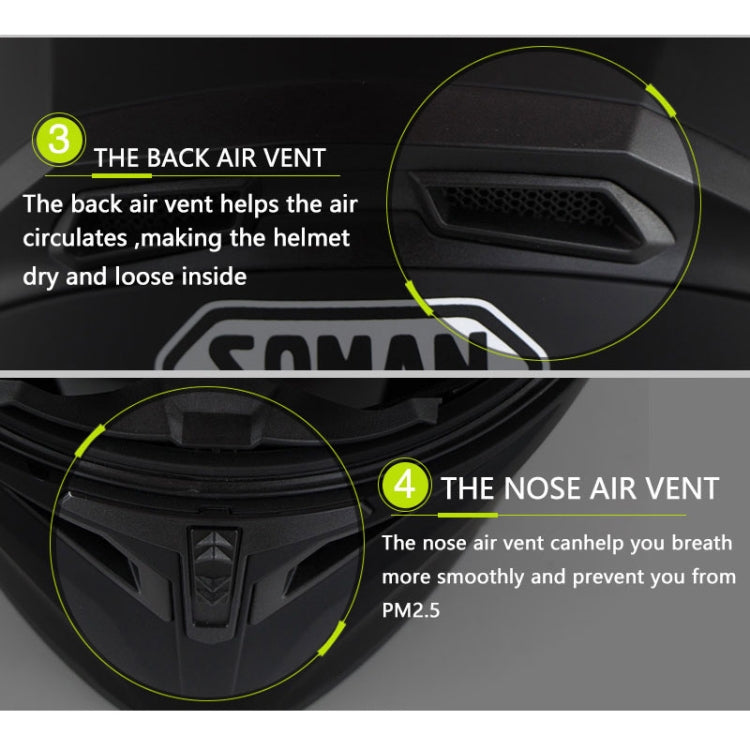 Soman 955 Skyeye Motorcycle Full / Open Face Bluetooth Helmet Headset Full Face, Supports Answer / Hang Up Calls(Matte Black) - Helmets by SOMAN | Online Shopping South Africa | PMC TechLife | Buy Now Pay Later Mobicred