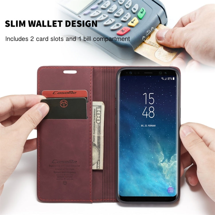 CaseMe-013 Multifunctional Retro Frosted Horizontal Flip Leather Case with Card Slot & Holder & Wallet for Galaxy S8 Plus(Wine Red) - Galaxy Phone Cases by CaseMe | Online Shopping South Africa | PMC Jewellery | Buy Now Pay Later Mobicred