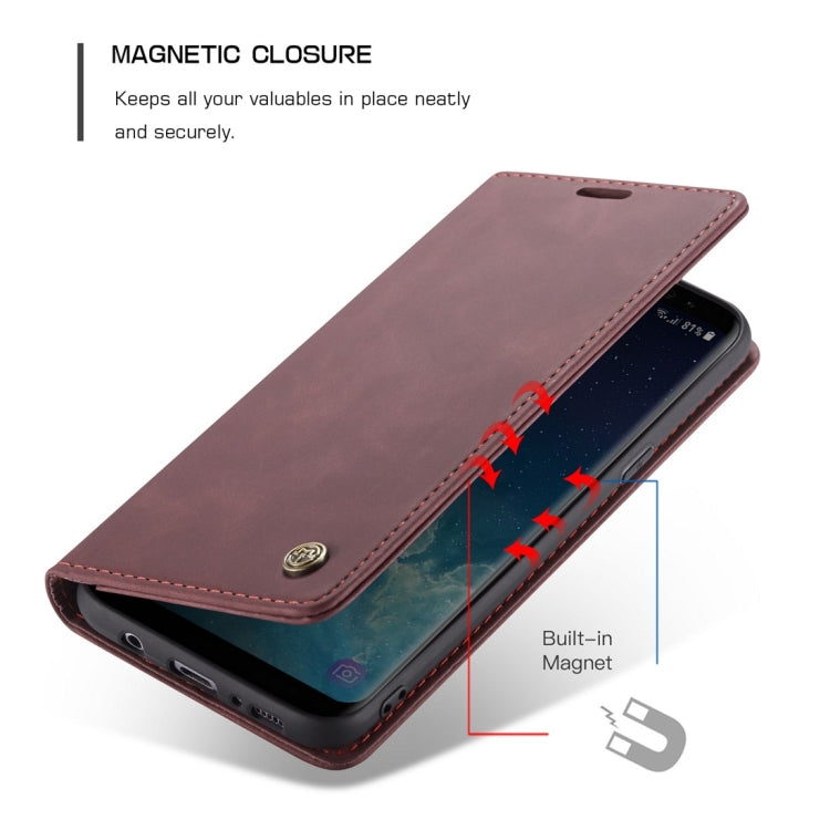 CaseMe-013 Multifunctional Retro Frosted Horizontal Flip Leather Case with Card Slot & Holder & Wallet for Galaxy S8 Plus(Wine Red) - Galaxy Phone Cases by CaseMe | Online Shopping South Africa | PMC Jewellery | Buy Now Pay Later Mobicred