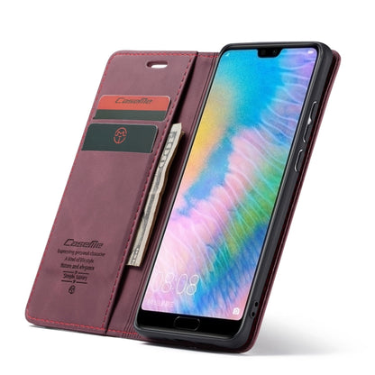 CaseMe-013 Multifunctional Horizontal Flip Leather Case with Card Slot & Holder for Huawei P20(Wine Red) - Huawei Cases by CaseMe | Online Shopping South Africa | PMC Jewellery | Buy Now Pay Later Mobicred