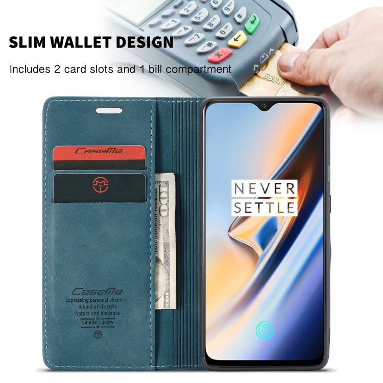 CaseMe-013 Multi-functional Retro Frosted Horizontal Flip Leather Case with Card Slot & Holder & Wallet For OnePlus 7(Blue) - OnePlus Cases by CaseMe | Online Shopping South Africa | PMC Jewellery | Buy Now Pay Later Mobicred