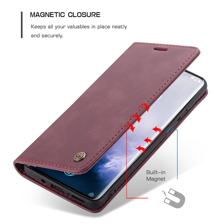 CaseMe-013 Multi-functional Retro Frosted Horizontal Flip Leather Case with Card Slot & Holder & Wallet For OnePlus 7 Pro(Wine Red) - OnePlus Cases by CaseMe | Online Shopping South Africa | PMC Jewellery | Buy Now Pay Later Mobicred