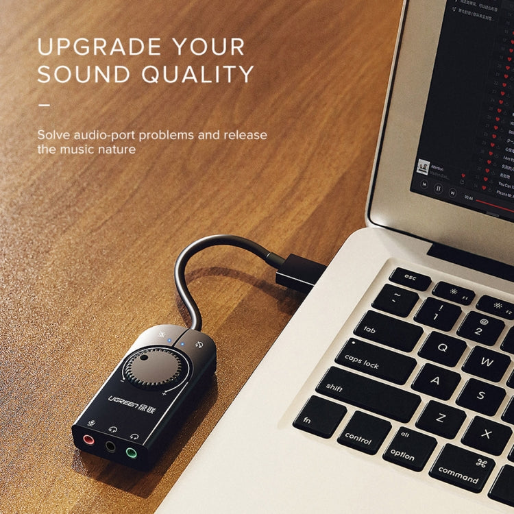UGREEN CM109 USB to 3-ports 3.5mm Computer External Audio Card with Volume Adjustment Wheel, Length: 15cm - free shipping - PMC Jewellery - Order now!