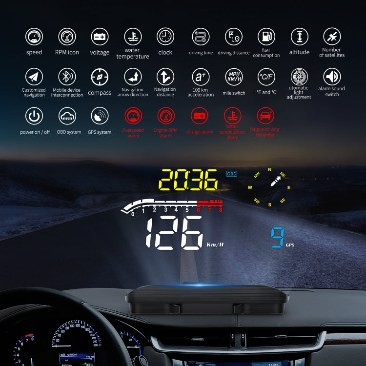 D1 Car OBD2 HUD Head-up Display GPS Speed Meter Speed / Voltage / Water Temperature Speed Alarm - Head Up Display System by PMC TechLife | Online Shopping South Africa | PMC TechLife | Buy Now Pay Later Mobicred