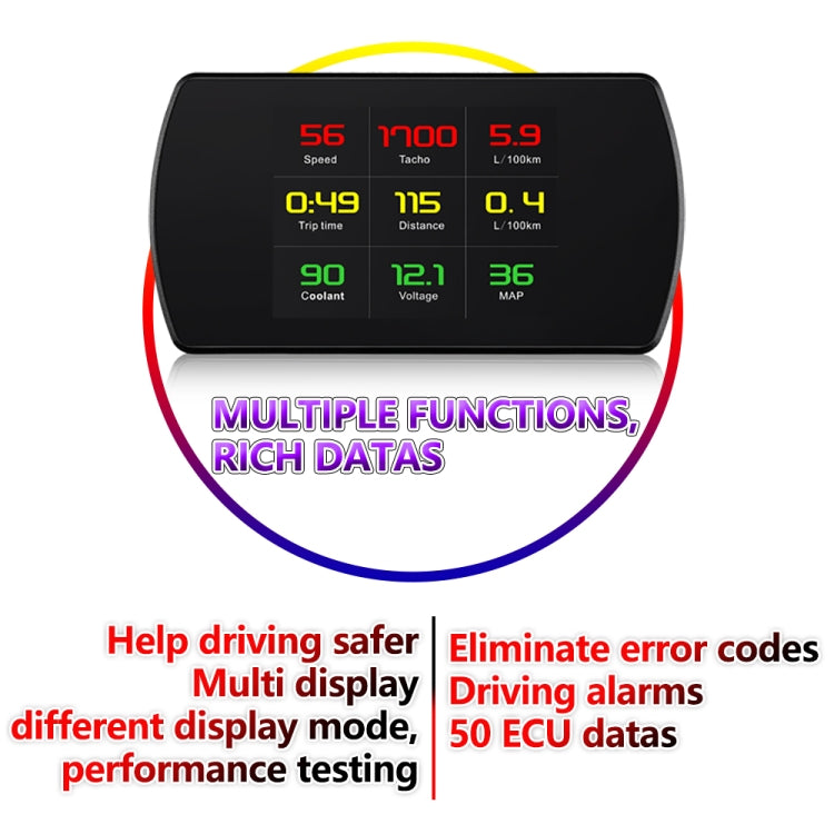 P12 Car HUD Head-up Display OBD2 Fault Code Elimination - Head Up Display System by PMC TechLife | Online Shopping South Africa | PMC TechLife | Buy Now Pay Later Mobicred
