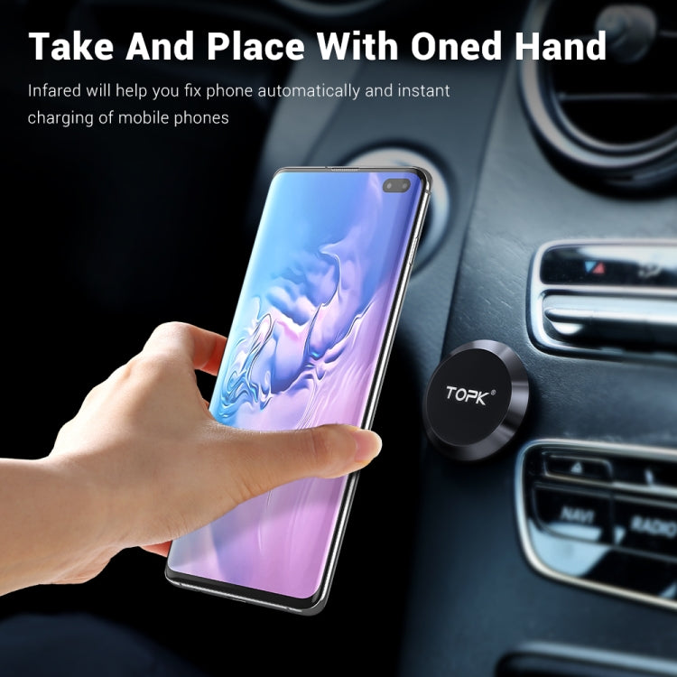 TOPK D21 Car Mobile Phone Holder Magnetic Universal In-car Phone Holder Stand(Red) - Car Holders by TOPK | Online Shopping South Africa | PMC Jewellery | Buy Now Pay Later Mobicred