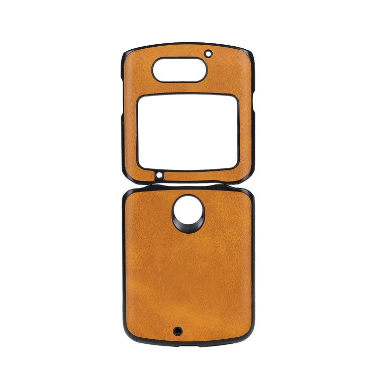 For Motorola Moto Razr 5G Two-color Cowhide Texture Top-grain Leather Shockproof Protective Case(Blue) - Motorola Cases by PMC TechLife | Online Shopping South Africa | PMC TechLife