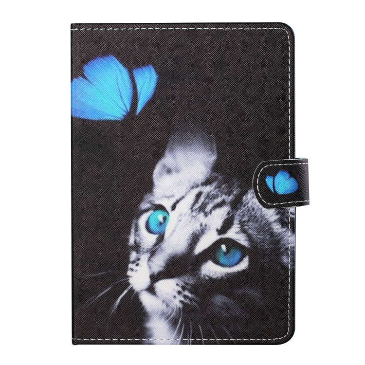 For 10 inch Tablet PC Universal Colored Drawing Horizontal Flip Leather Case with Holder & Card Slots(Butterfly Cat) - 10 - 11 inch by PMC TechLife | Online Shopping South Africa | PMC TechLife | Buy Now Pay Later Mobicred